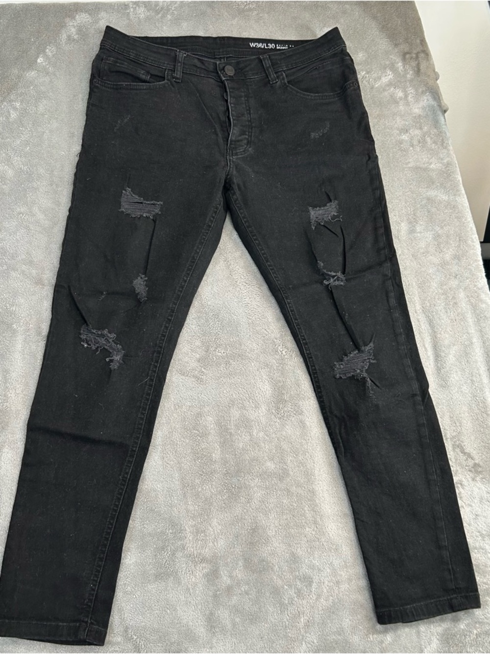 Denim Co Brand Men's Skinny Jeans Distressed Pants Color Black Size W36 L30